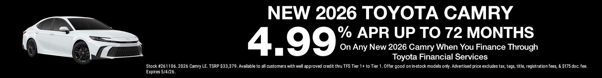 New 2026 Camry Special APR
