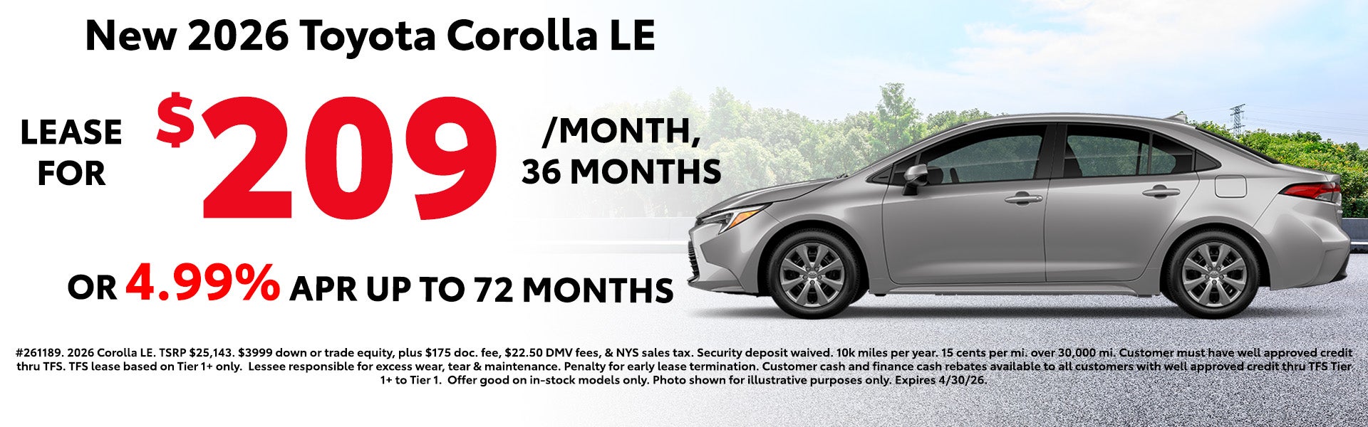 New 2026 Toyota Corolla LE