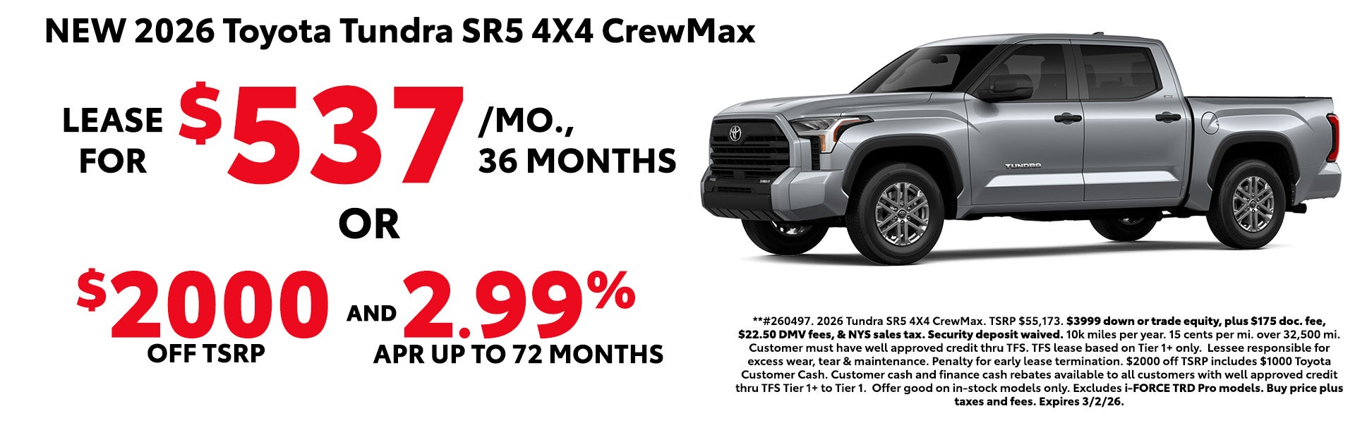 New 2026 Toyota Tundra SR5 4X4 CrewMax