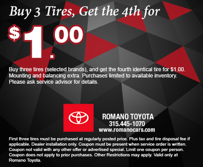 Buy 3 Tires, Get the 4th for $1.00